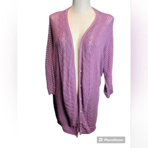 Torrid Pointelle Boyfriend Knit Cardigan Button Up Sweater Size 4